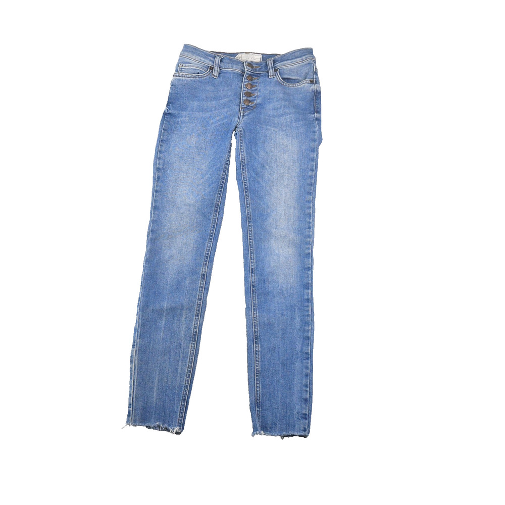 Free People Jeans Womens 25R (24x25) Button Fly Straight Blue Denim